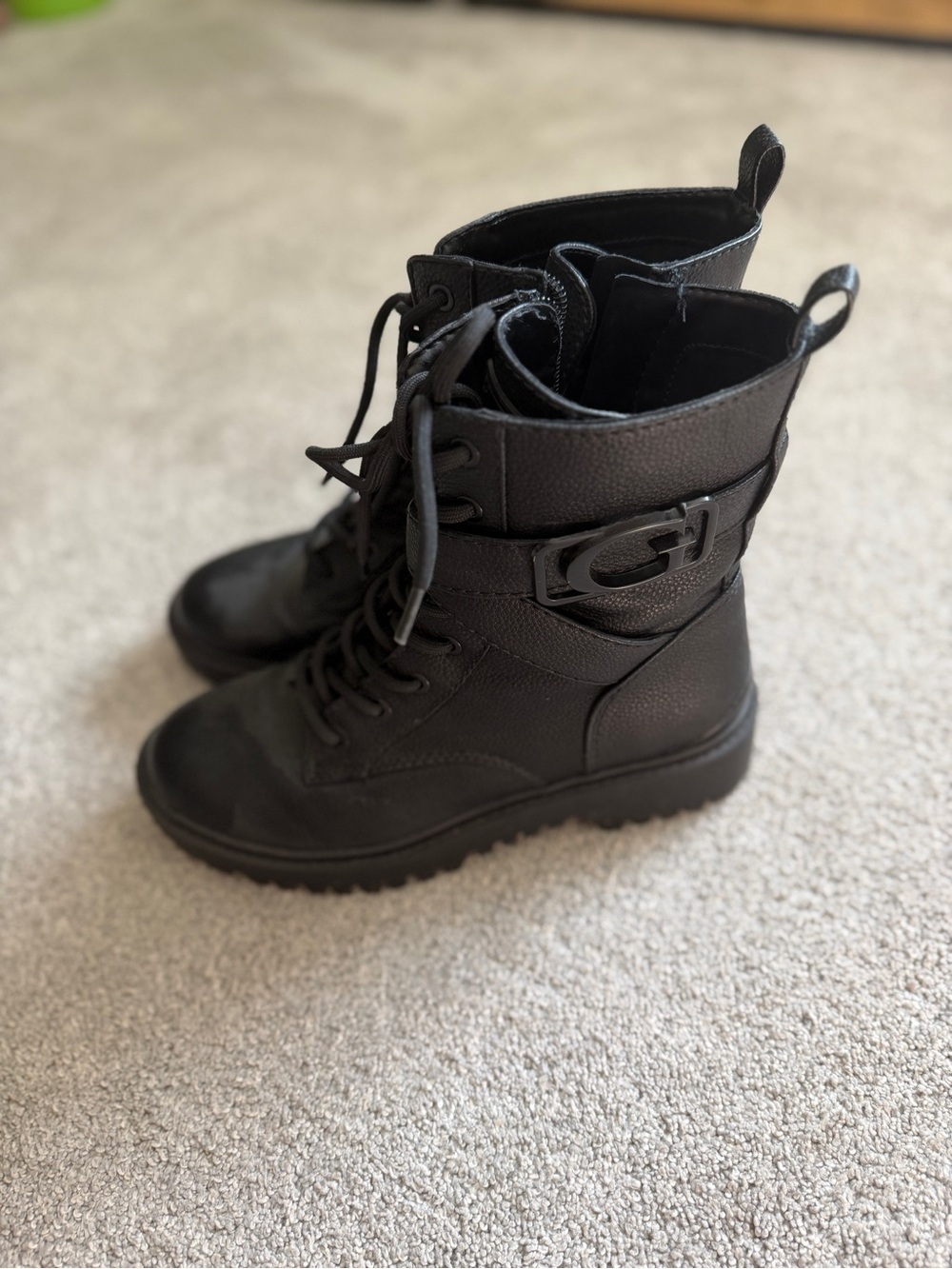 Guess Black Lug-Sole Combat Boots